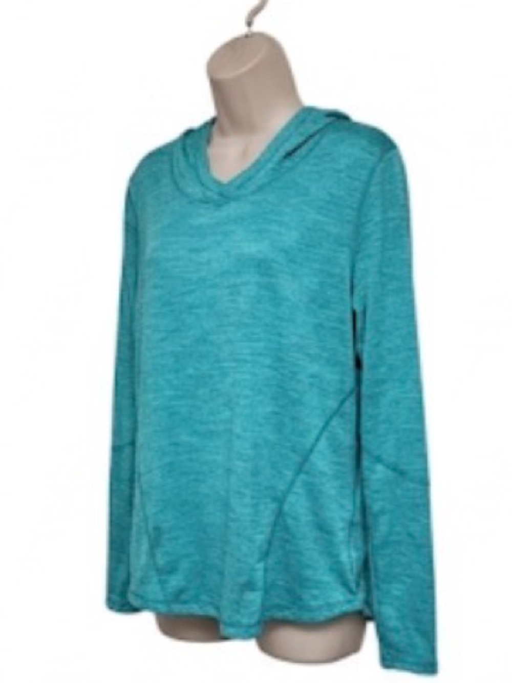 Women’s Danskin Athletic Hooded Long Sleeve Top Breathable, Lightweight. Teal. - Picture 2 of 5